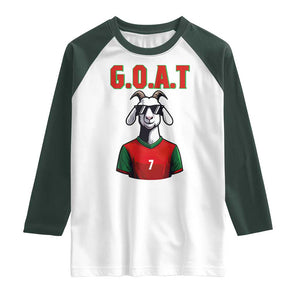 Siuuuu Goat Soccer Celebration Raglan Shirt Gift For Fans TS12 White Dark Forest Green Print Your Wear