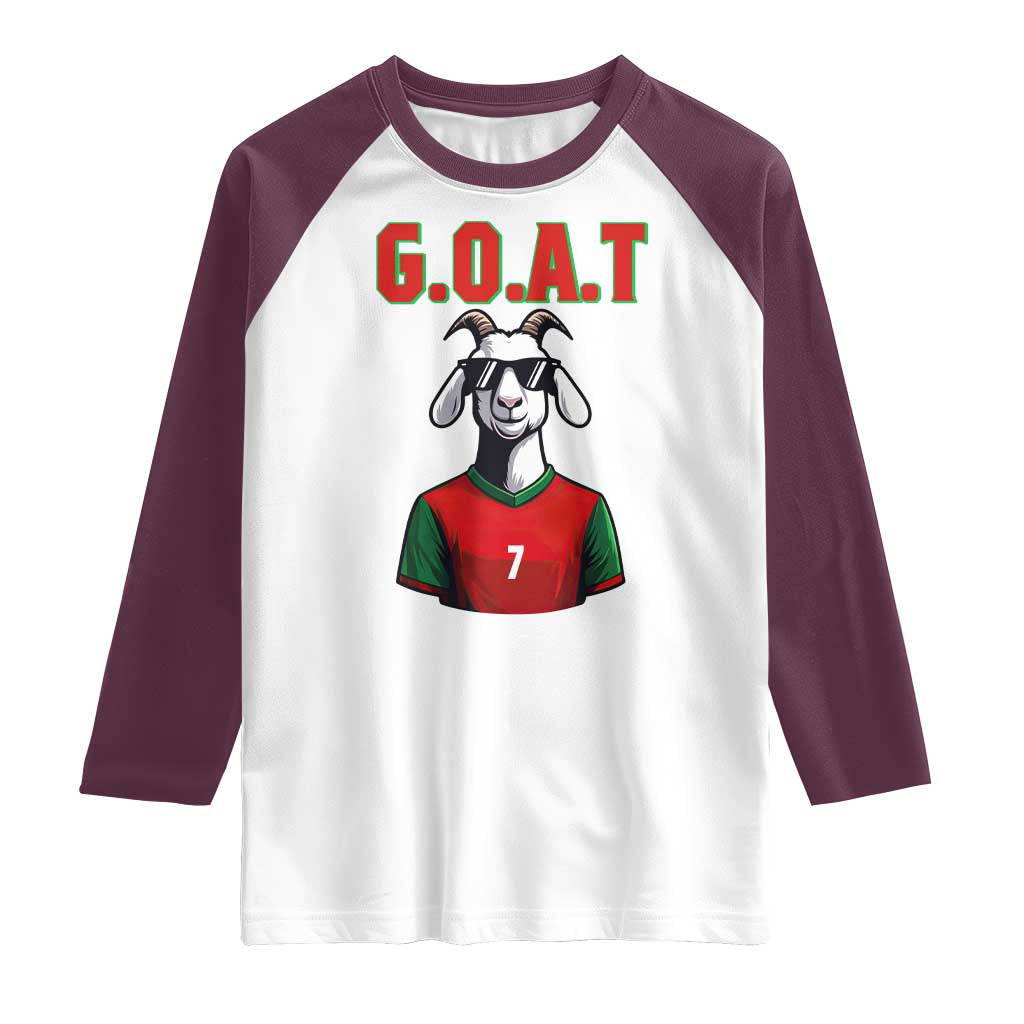 Siuuuu Goat Soccer Celebration Raglan Shirt Gift For Fans TS12 White Maroon Print Your Wear