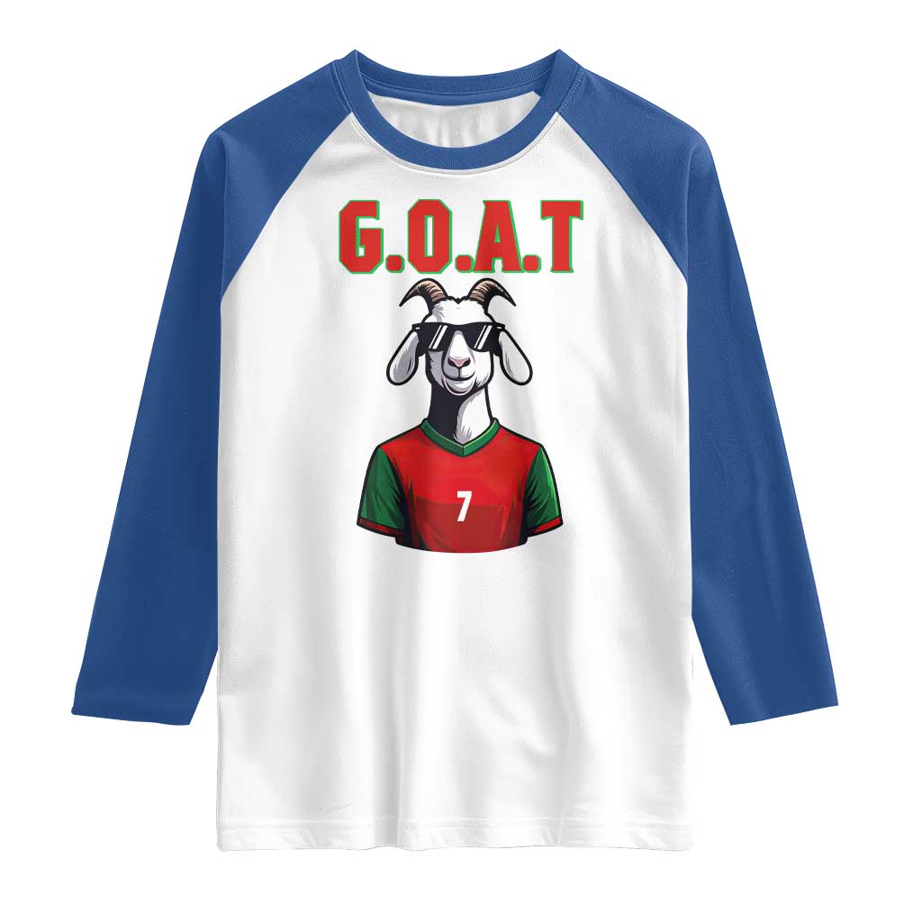 Siuuuu Goat Soccer Celebration Raglan Shirt Gift For Fans TS12 White Royal Print Your Wear