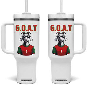 Siuuuu Goat Soccer Celebration Tumbler With Handle Gift For Fans TS12 One Size: 40 oz White Print Your Wear