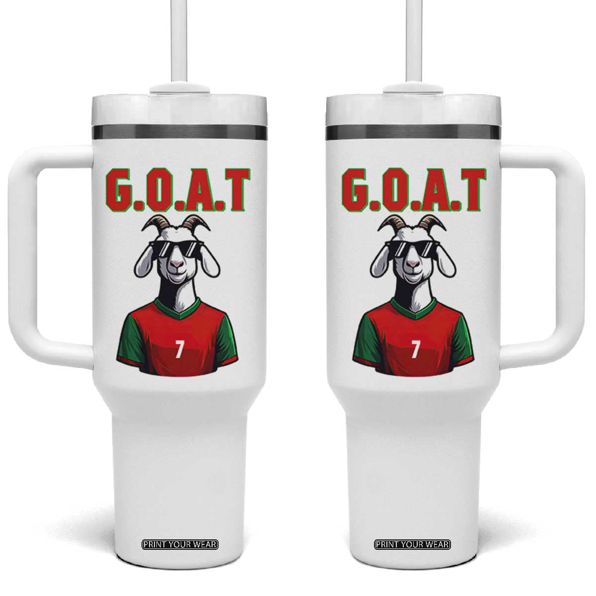 Siuuuu Goat Soccer Celebration Tumbler With Handle Gift For Fans TS12 One Size: 40 oz White Print Your Wear