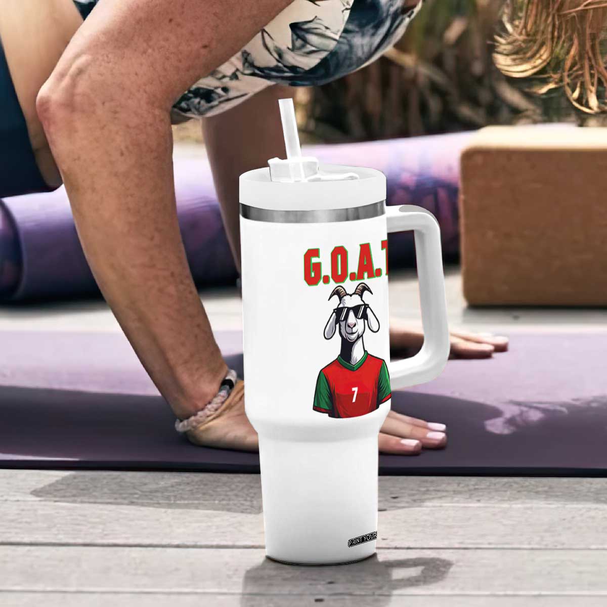 Siuuuu Goat Soccer Celebration Tumbler With Handle Gift For Fans TS12 Print Your Wear