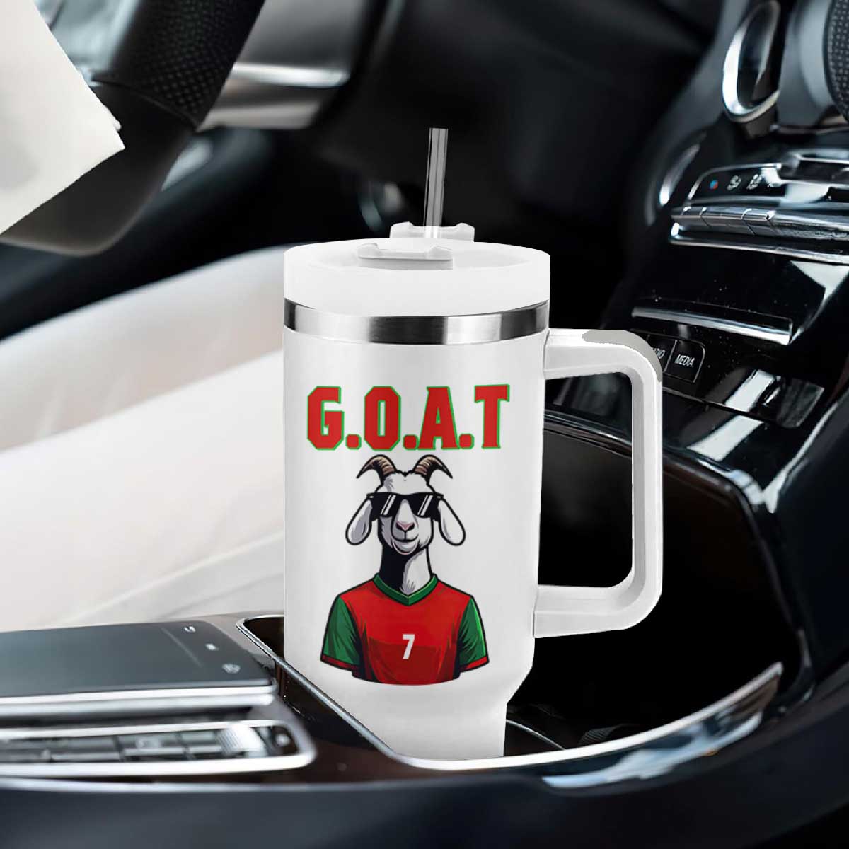 Siuuuu Goat Soccer Celebration Tumbler With Handle Gift For Fans TS12 Print Your Wear