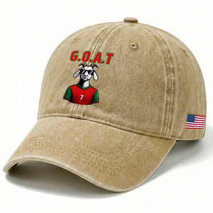 Siuuuu Goat Soccer Celebration Washed Cotton Baseball Cap Gift For Fans TS12 Print Your Wear