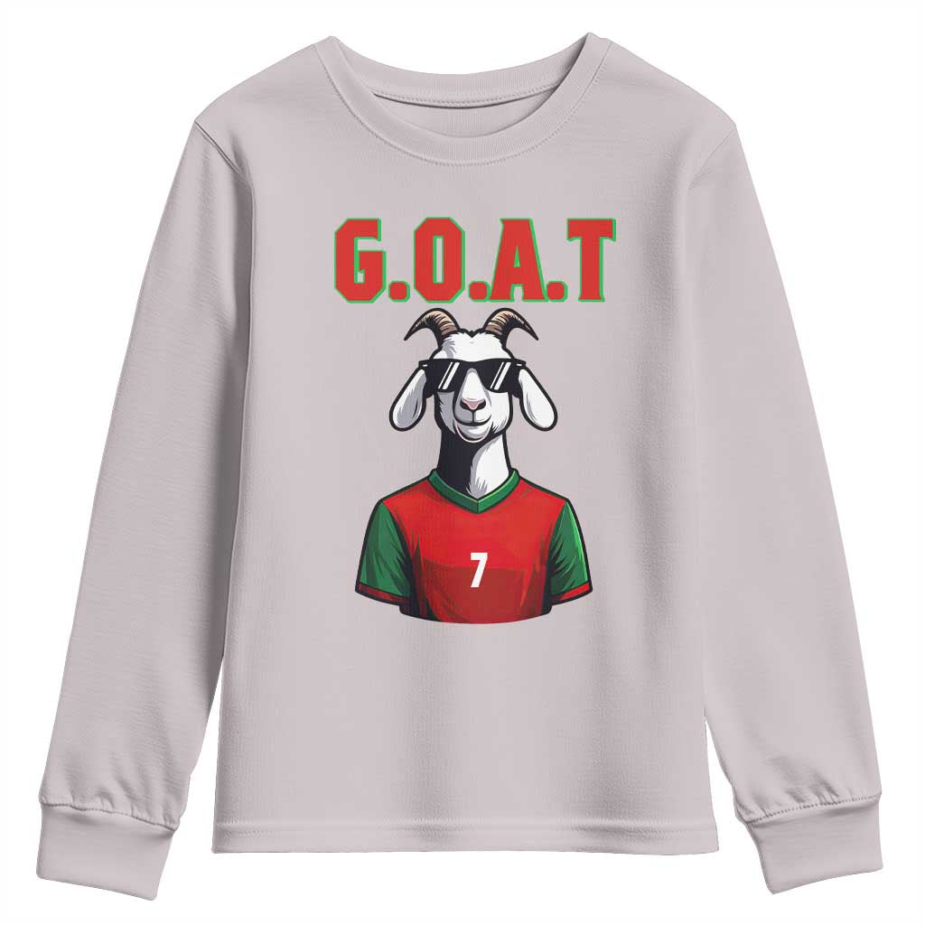 Siuuuu Goat Soccer Celebration Youth Sweatshirt Gift For Fans TS12 Ice Gray Print Your Wear
