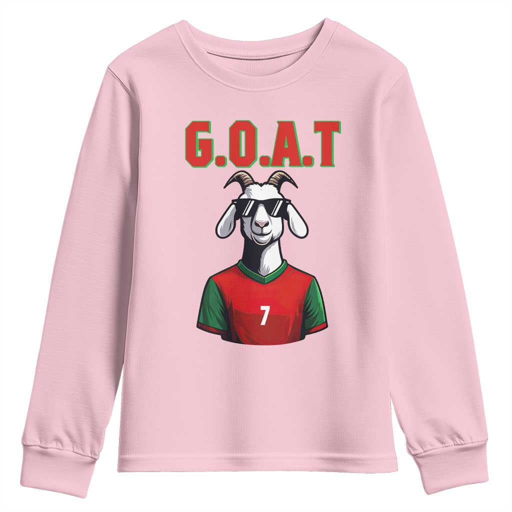 Siuuuu Goat Soccer Celebration Youth Sweatshirt Gift For Fans TS12 Light Pink Print Your Wear
