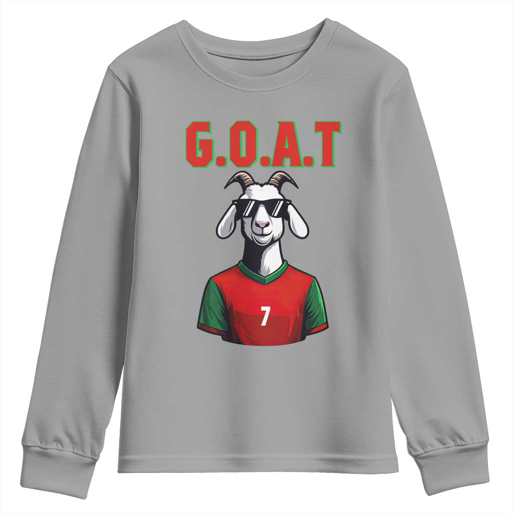 Siuuuu Goat Soccer Celebration Youth Sweatshirt Gift For Fans TS12 Sport Gray Print Your Wear