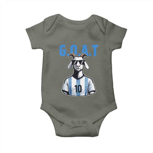 The Goat Of Soccer Number Ten Baby Onesie Gift For Fans TS12 Military Green Print Your Wear