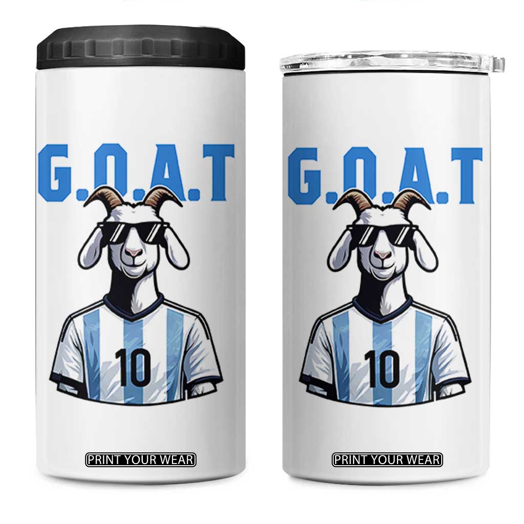 The Goat Of Soccer Number Ten 4 in 1 Can Cooler Tumbler Gift For Fans TS12 One Size: 16 oz White Print Your Wear