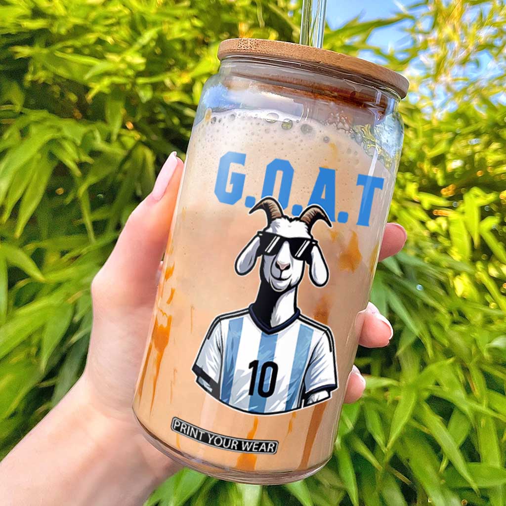 The Goat Of Soccer Number Ten Glass Can Gift For Fans TS12 White Print Your Wear