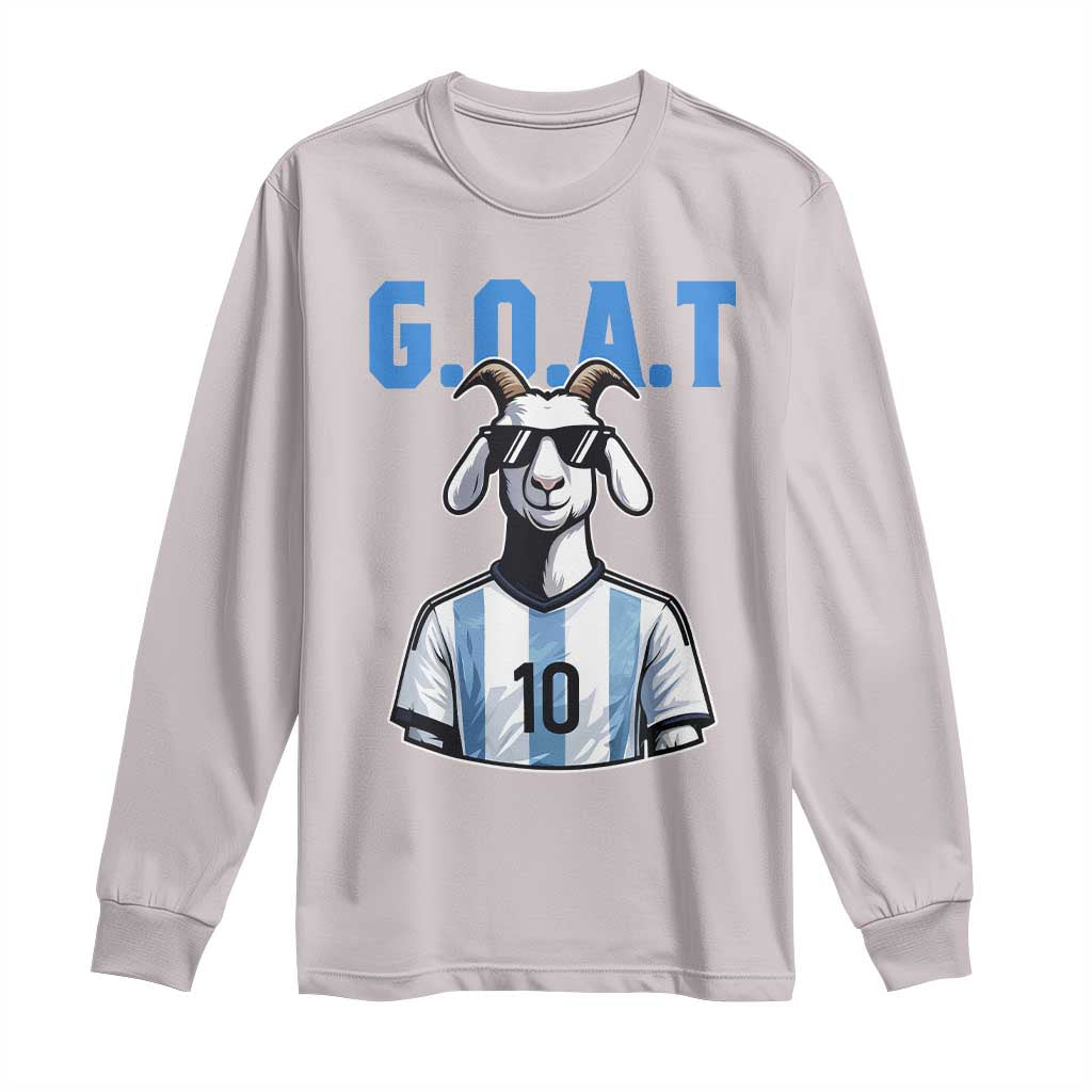 The Goat Of Soccer Number Ten Long Sleeve Shirt Gift For Fans TS12 Ice Gray Print Your Wear