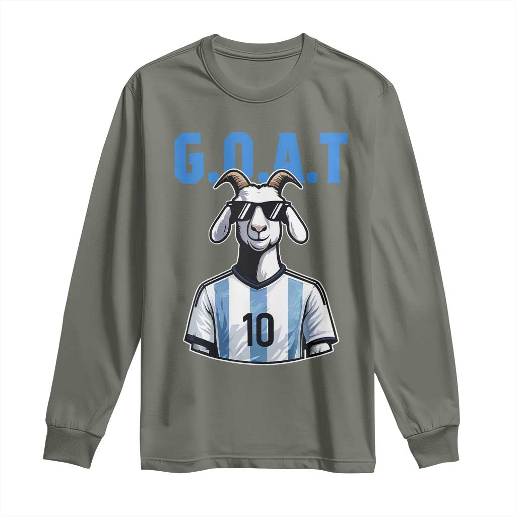 The Goat Of Soccer Number Ten Long Sleeve Shirt Gift For Fans TS12 Military Green Print Your Wear