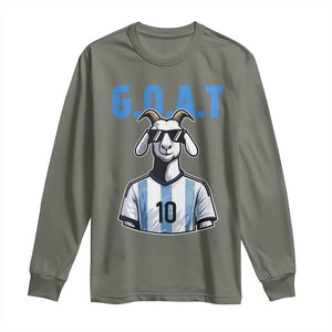 The Goat Of Soccer Number Ten Long Sleeve Shirt Gift For Fans TS12 Military Green Print Your Wear