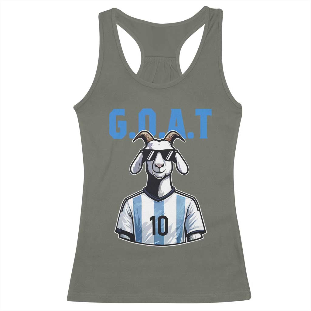 The Goat Of Soccer Number Ten Racerback Tank Top Gift For Fans TS12 Military Green Print Your Wear