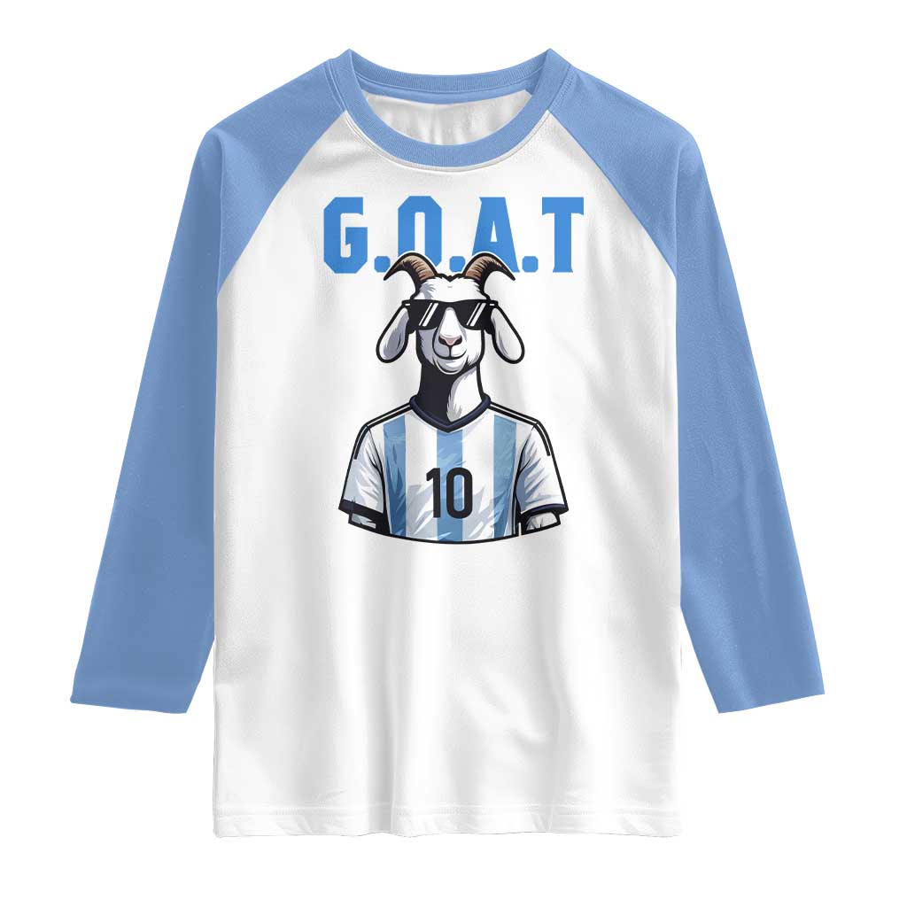 The Goat Of Soccer Number Ten Raglan Shirt Gift For Fans TS12 White Carolina Blue Print Your Wear