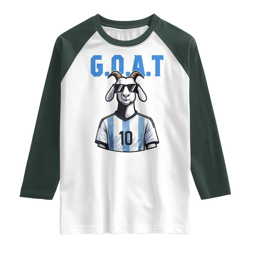 The Goat Of Soccer Number Ten Raglan Shirt Gift For Fans TS12 White Dark Forest Green Print Your Wear