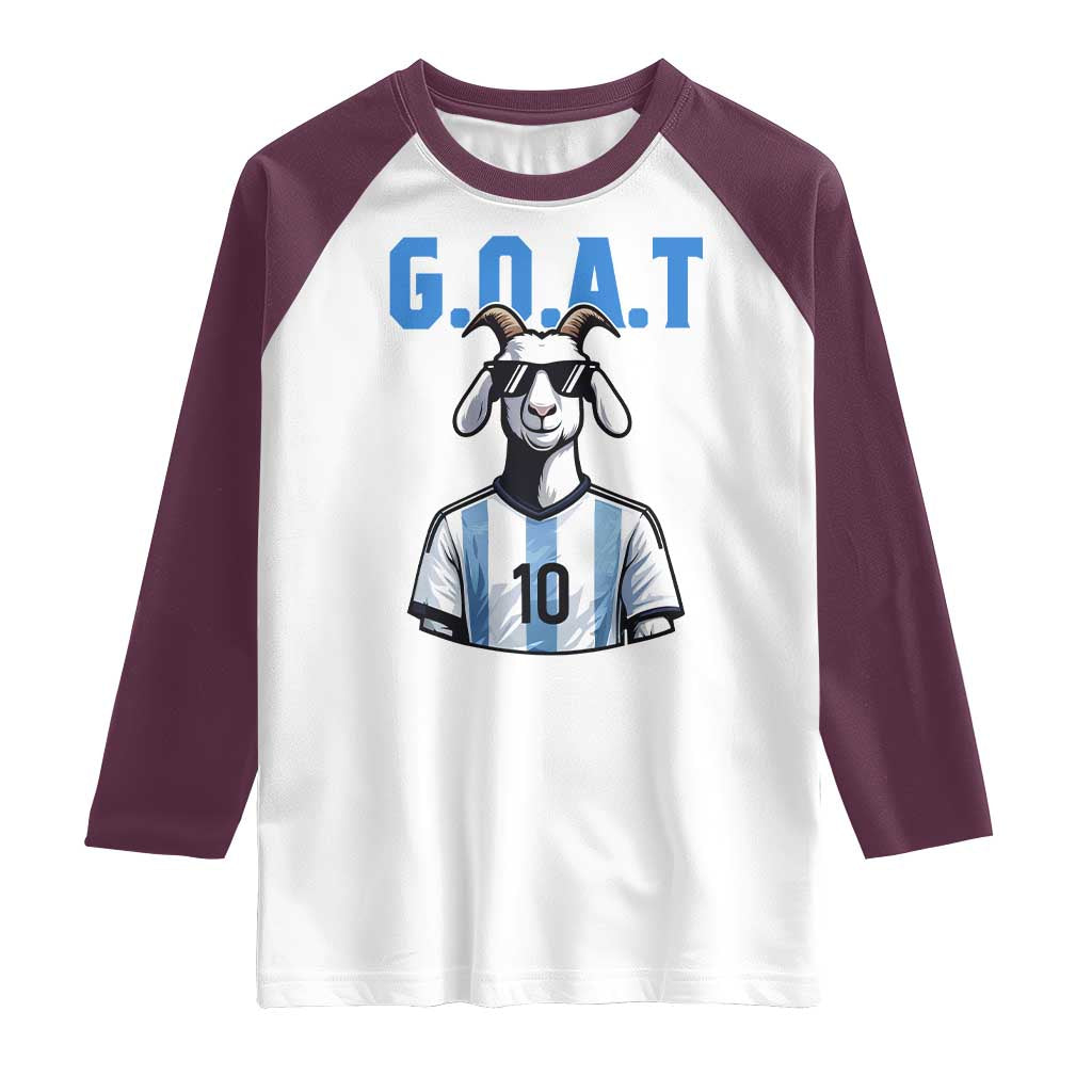 The Goat Of Soccer Number Ten Raglan Shirt Gift For Fans TS12 White Maroon Print Your Wear