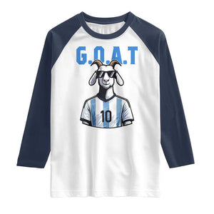 The Goat Of Soccer Number Ten Raglan Shirt Gift For Fans TS12 White Navy Print Your Wear