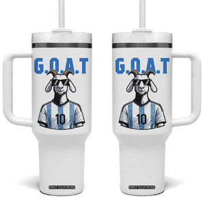 The Goat Of Soccer Number Ten Tumbler With Handle Gift For Fans TS12 One Size: 40 oz White Print Your Wear