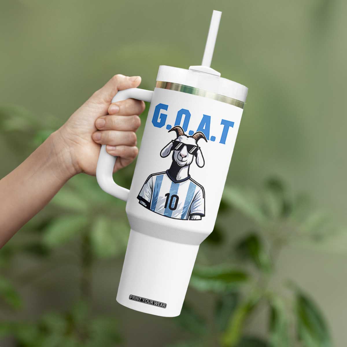 The Goat Of Soccer Number Ten Tumbler With Handle Gift For Fans TS12 Print Your Wear