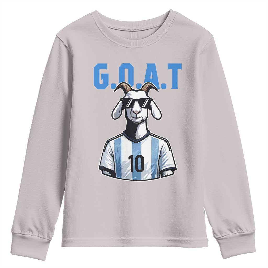 The Goat Of Soccer Number Ten Youth Sweatshirt Gift For Fans TS12 Ice Gray Print Your Wear