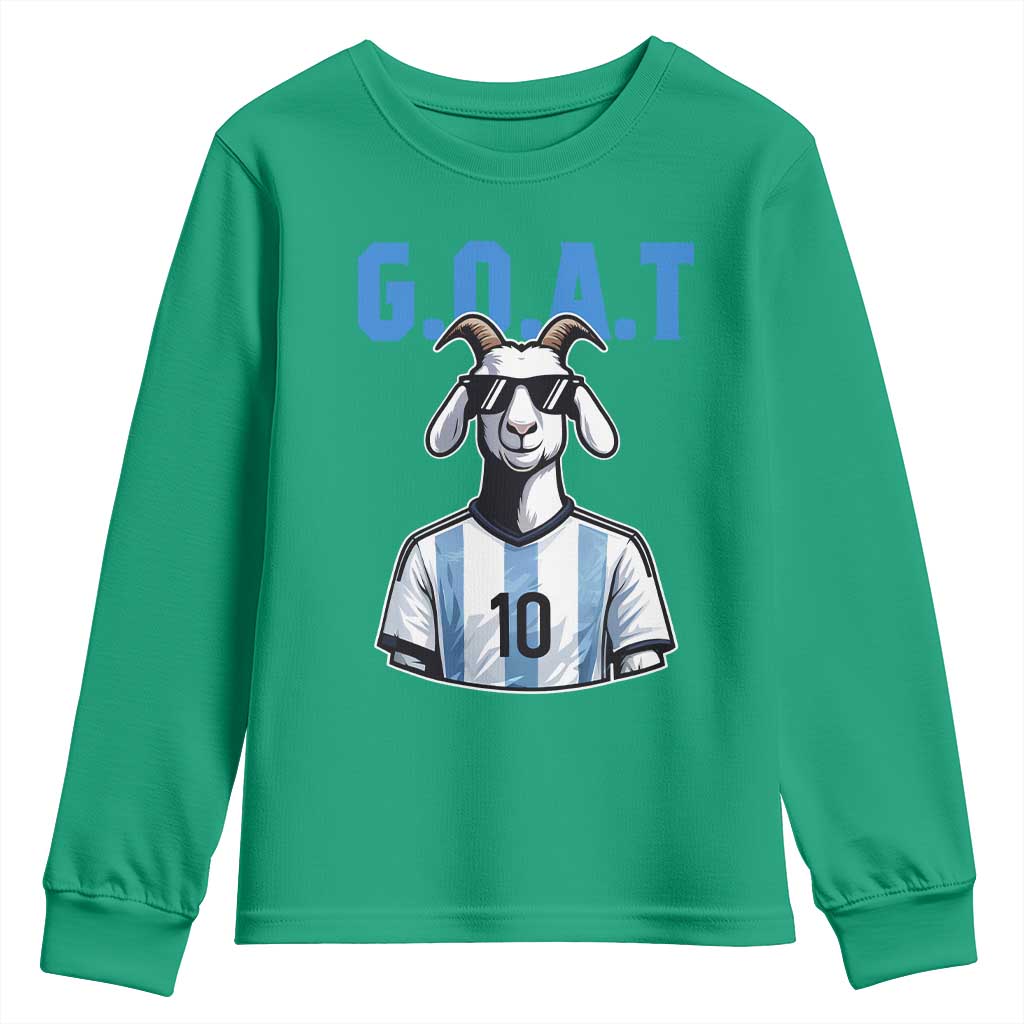The Goat Of Soccer Number Ten Youth Sweatshirt Gift For Fans TS12 Irish Green Print Your Wear