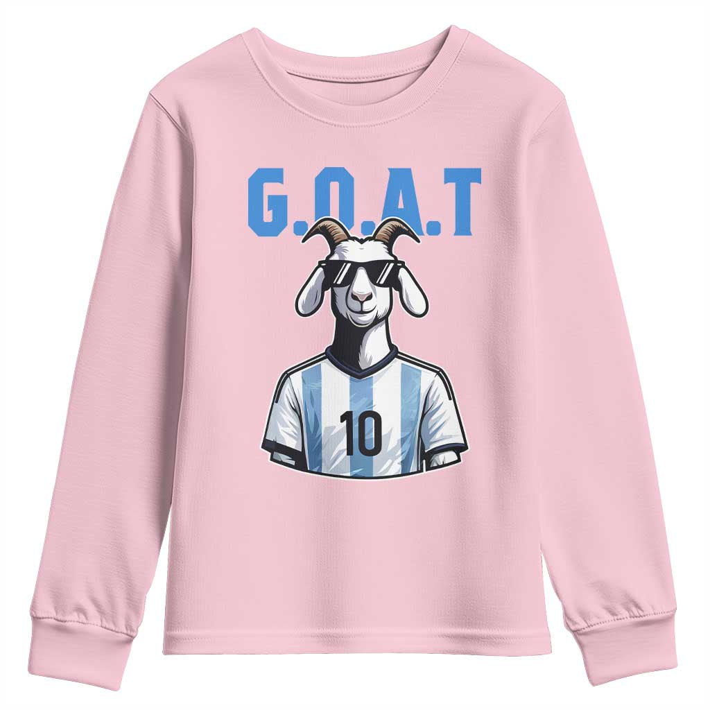 The Goat Of Soccer Number Ten Youth Sweatshirt Gift For Fans TS12 Light Pink Print Your Wear