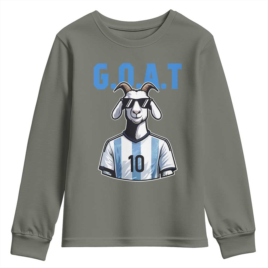 The Goat Of Soccer Number Ten Youth Sweatshirt Gift For Fans TS12 Military Green Print Your Wear