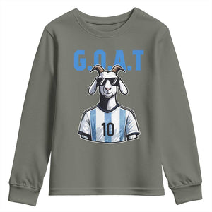 The Goat Of Soccer Number Ten Youth Sweatshirt Gift For Fans TS12 Military Green Print Your Wear