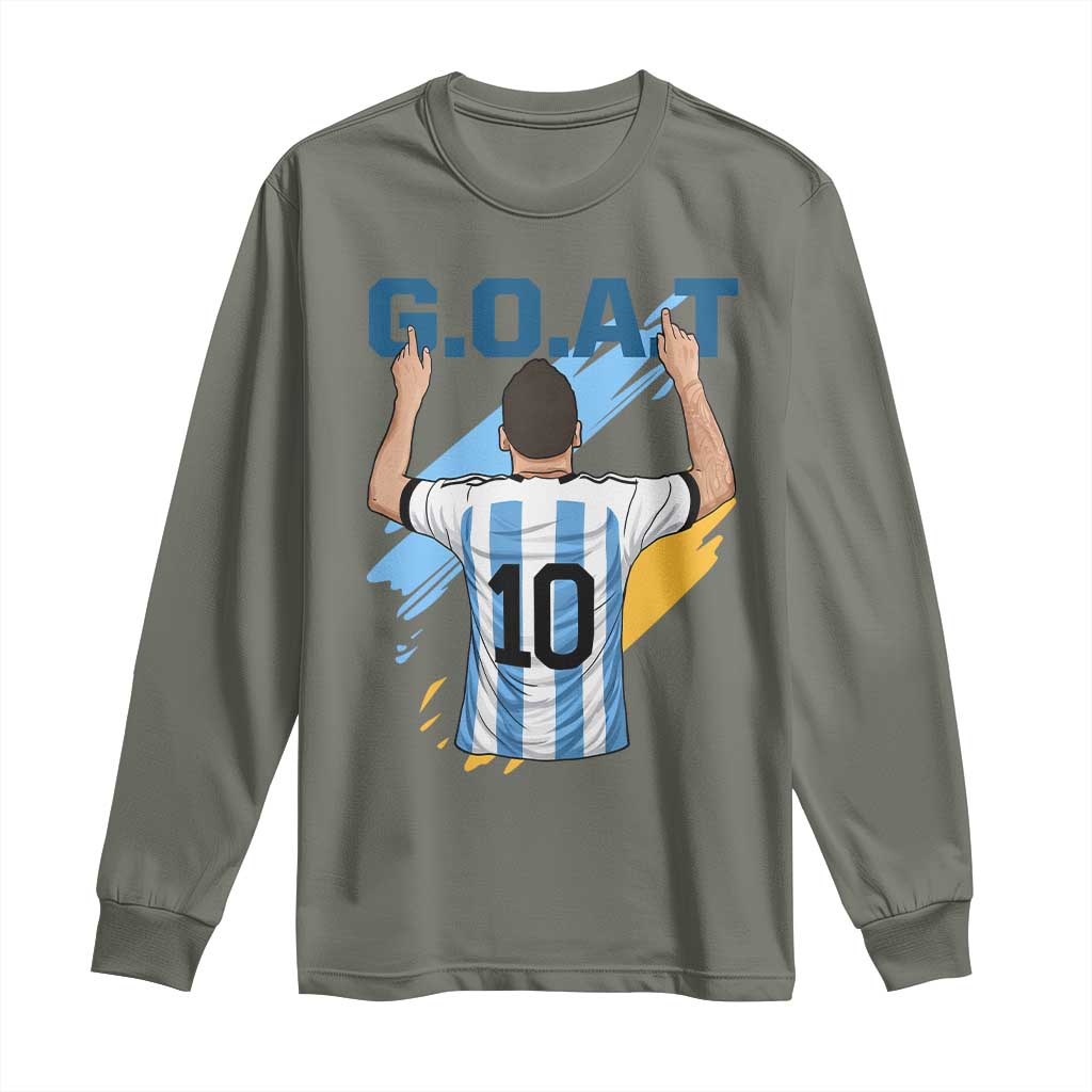 Legendary Number 10 Long Sleeve Shirt Goat Of Soccer Gift For Fans TS12 Military Green Print Your Wear