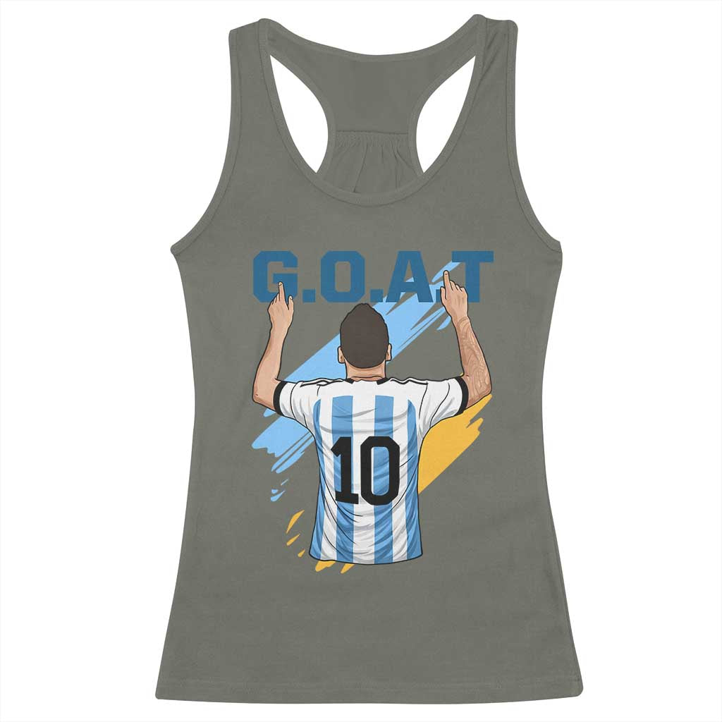 Legendary Number 10 Racerback Tank Top Goat Of Soccer Gift For Fans TS12 Military Green Print Your Wear