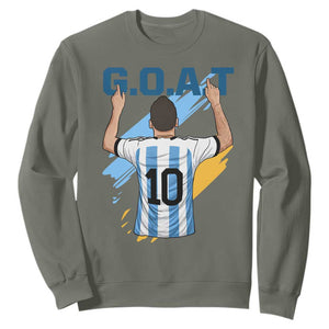 Legendary Number 10 Sweatshirt Goat Of Soccer Gift For Fans TS12 Military Green Print Your Wear