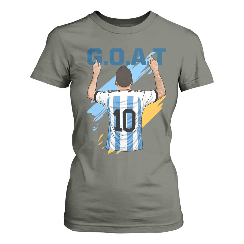 Legendary Number 10 T Shirt For Women Goat Of Soccer Gift For Fans TS12 Military Green Print Your Wear