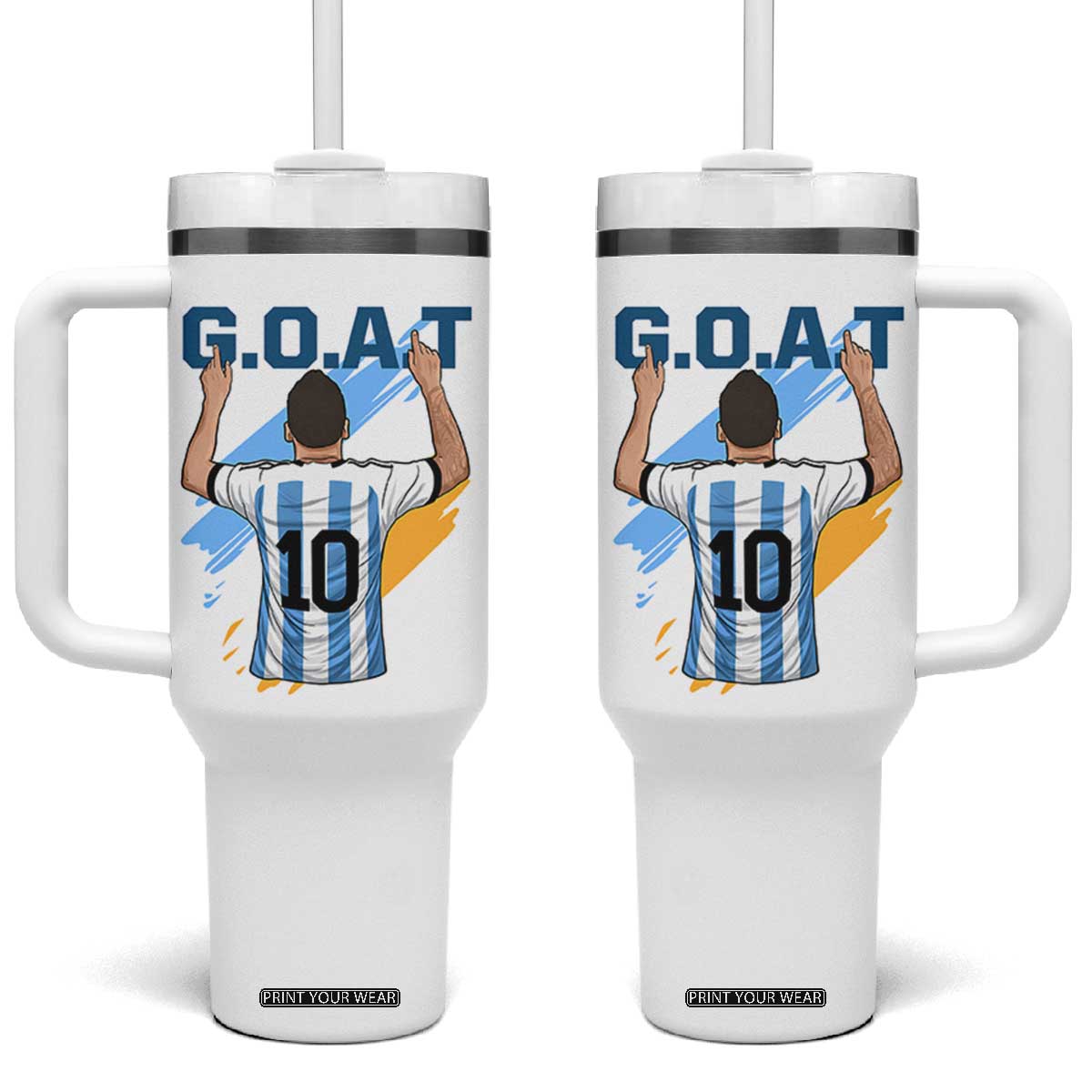 Legendary Number 10 Tumbler With Handle Goat Of Soccer Gift For Fans TS12 One Size: 40 oz White Print Your Wear