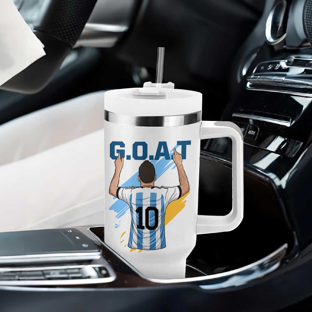Legendary Number 10 Tumbler With Handle Goat Of Soccer Gift For Fans TS12 Print Your Wear