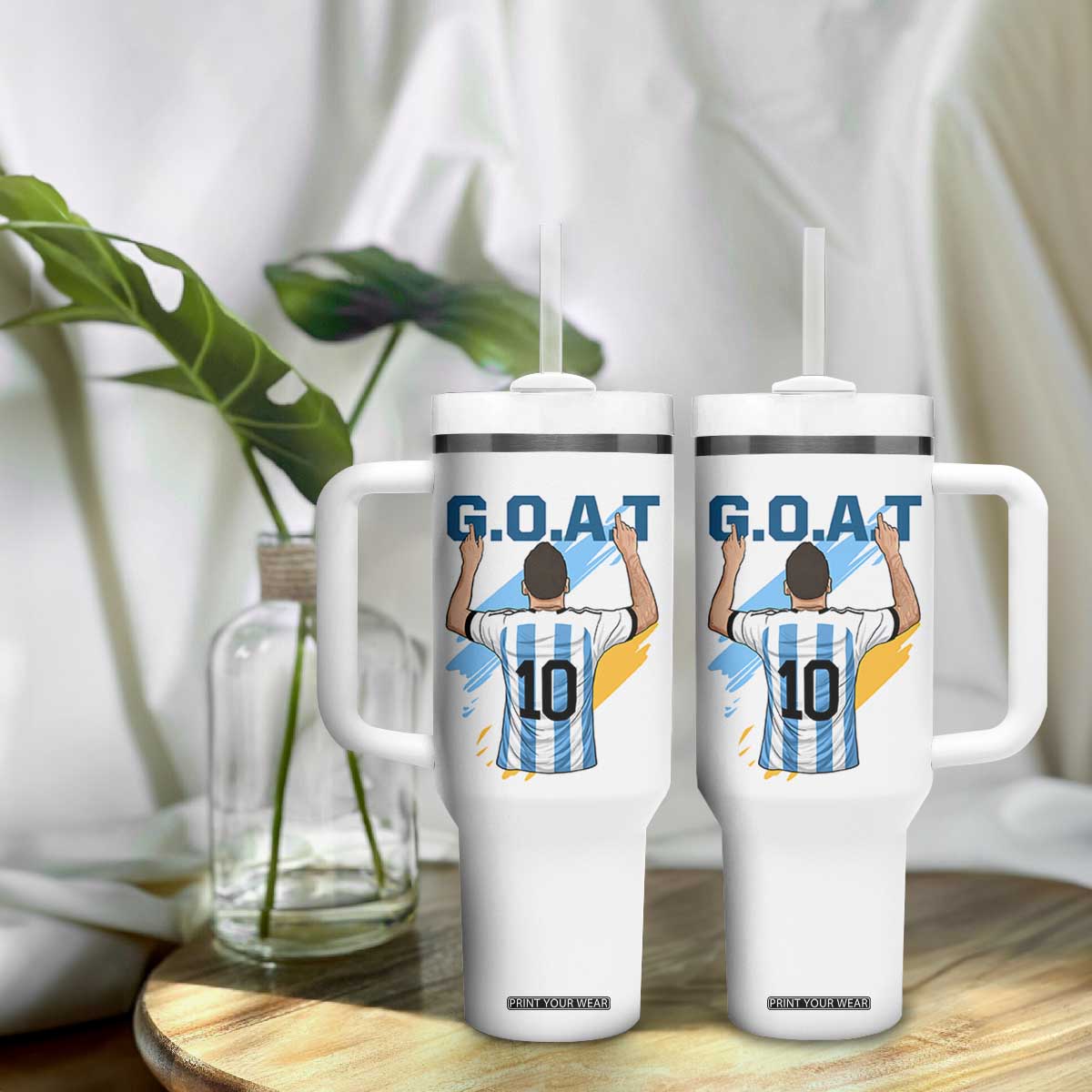 Legendary Number 10 Tumbler With Handle Goat Of Soccer Gift For Fans TS12 Print Your Wear