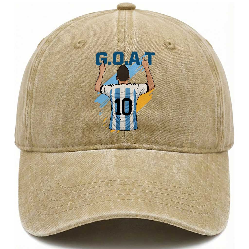 Legendary Number 10 Washed Cotton Baseball Cap Goat Of Soccer Gift For Fans TS12 Print Your Wear