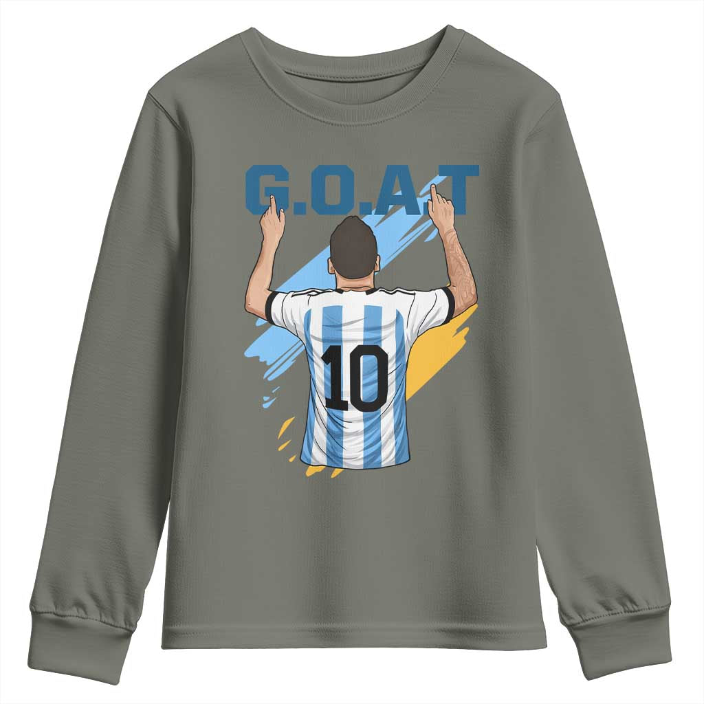 Legendary Number 10 Youth Sweatshirt Goat Of Soccer Gift For Fans TS12 Military Green Print Your Wear