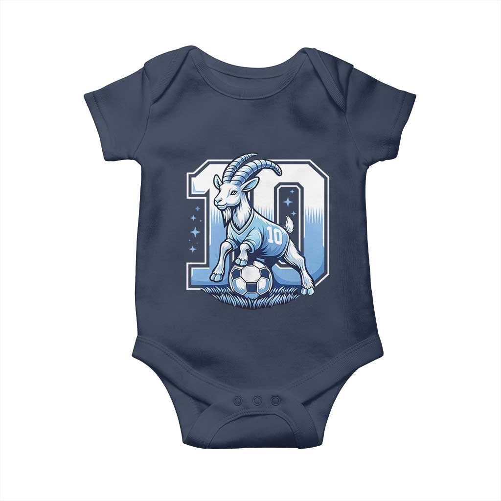 Number Ten The Goat Of Football Fans Baby Onesie Soccer Lover Gift TS12 Navy Print Your Wear