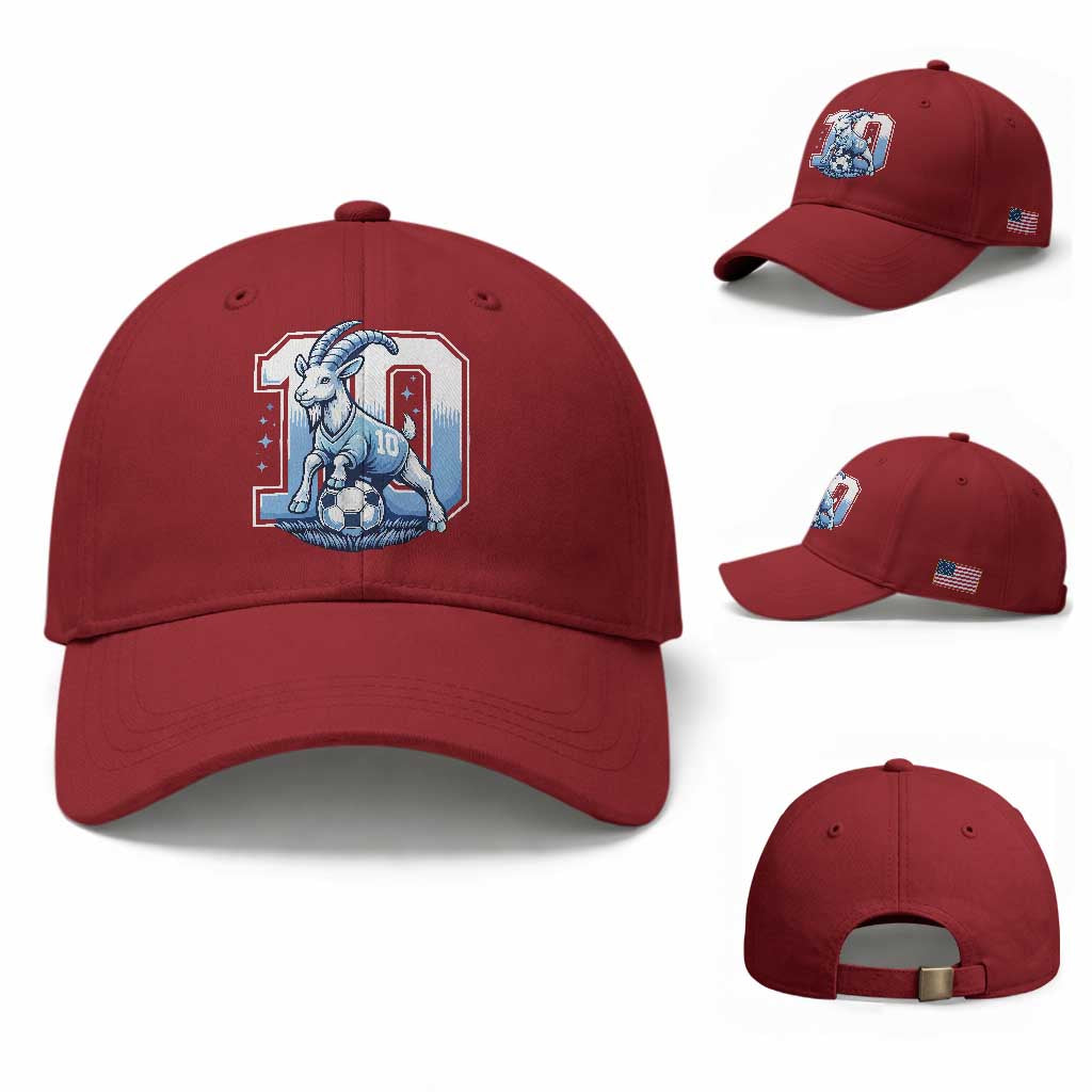 Number Ten The Goat Of Football Fans Baseball Cap Soccer Lover Gift TS12 Baseball Cap Universal Fit Cherry Red Print Your Wear