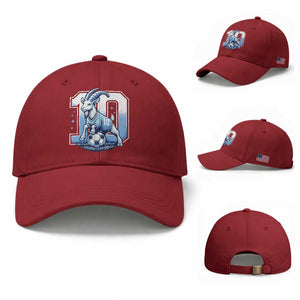 Number Ten The Goat Of Football Fans Baseball Cap Soccer Lover Gift TS12 Baseball Cap Universal Fit Cherry Red Print Your Wear
