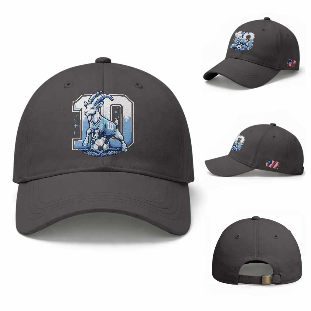 Number Ten The Goat Of Football Fans Baseball Cap Soccer Lover Gift TS12 Baseball Cap Universal Fit Dark Gray Print Your Wear