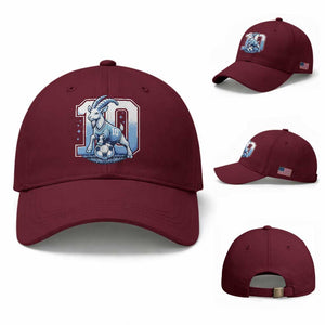 Number Ten The Goat Of Football Fans Baseball Cap Soccer Lover Gift TS12 Baseball Cap Universal Fit Maroon Print Your Wear