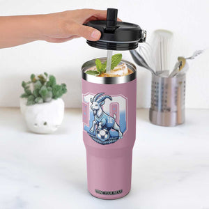 Number Ten The Goat Of Football Fans Flip Straw Tumbler Soccer Lover Gift TS12 One Size: 30 oz Light Pink Print Your Wear