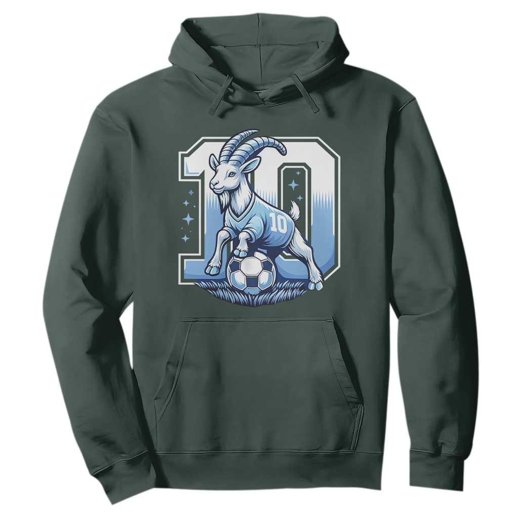 Number Ten The Goat Of Football Fans Hoodie Soccer Lover Gift TS12 Dark Forest Green Print Your Wear