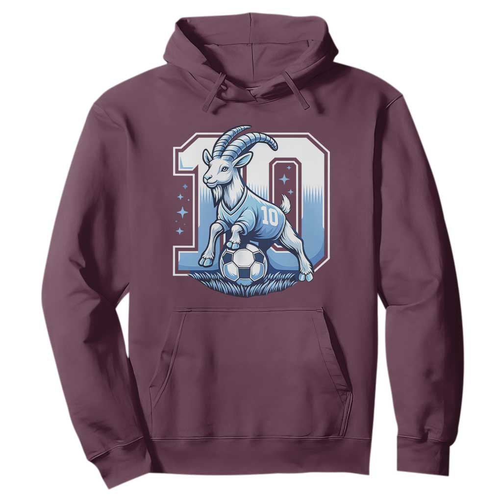 Number Ten The Goat Of Football Fans Hoodie Soccer Lover Gift TS12 Maroon Print Your Wear