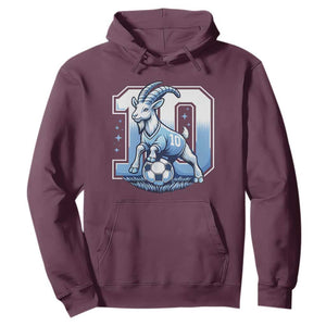 Number Ten The Goat Of Football Fans Hoodie Soccer Lover Gift TS12 Maroon Print Your Wear