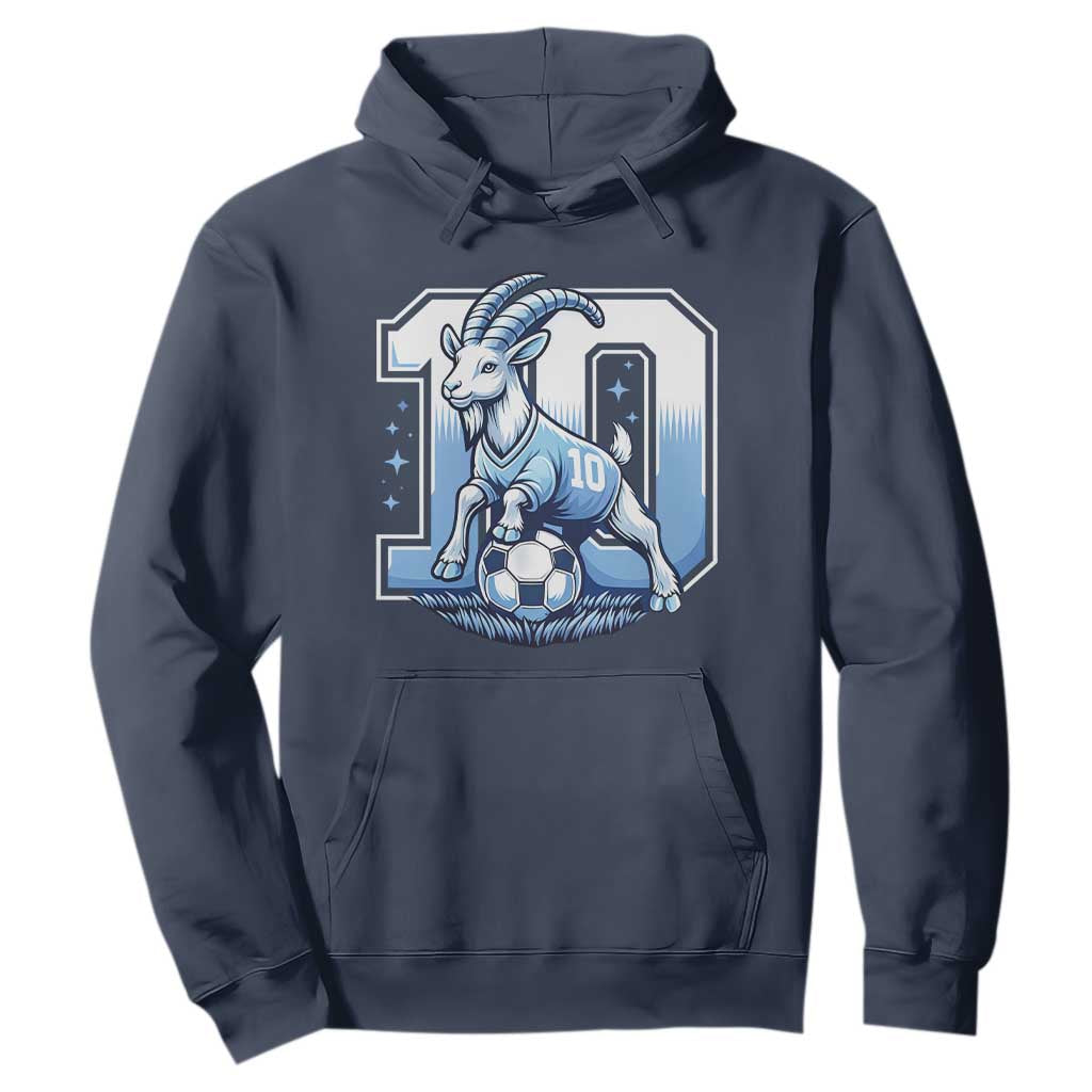 Number Ten The Goat Of Football Fans Hoodie Soccer Lover Gift TS12 Navy Print Your Wear