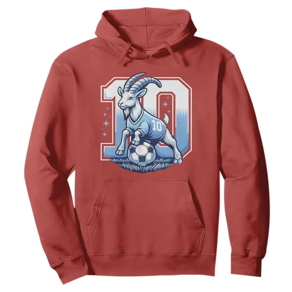 Number Ten The Goat Of Football Fans Hoodie Soccer Lover Gift TS12 Red Print Your Wear