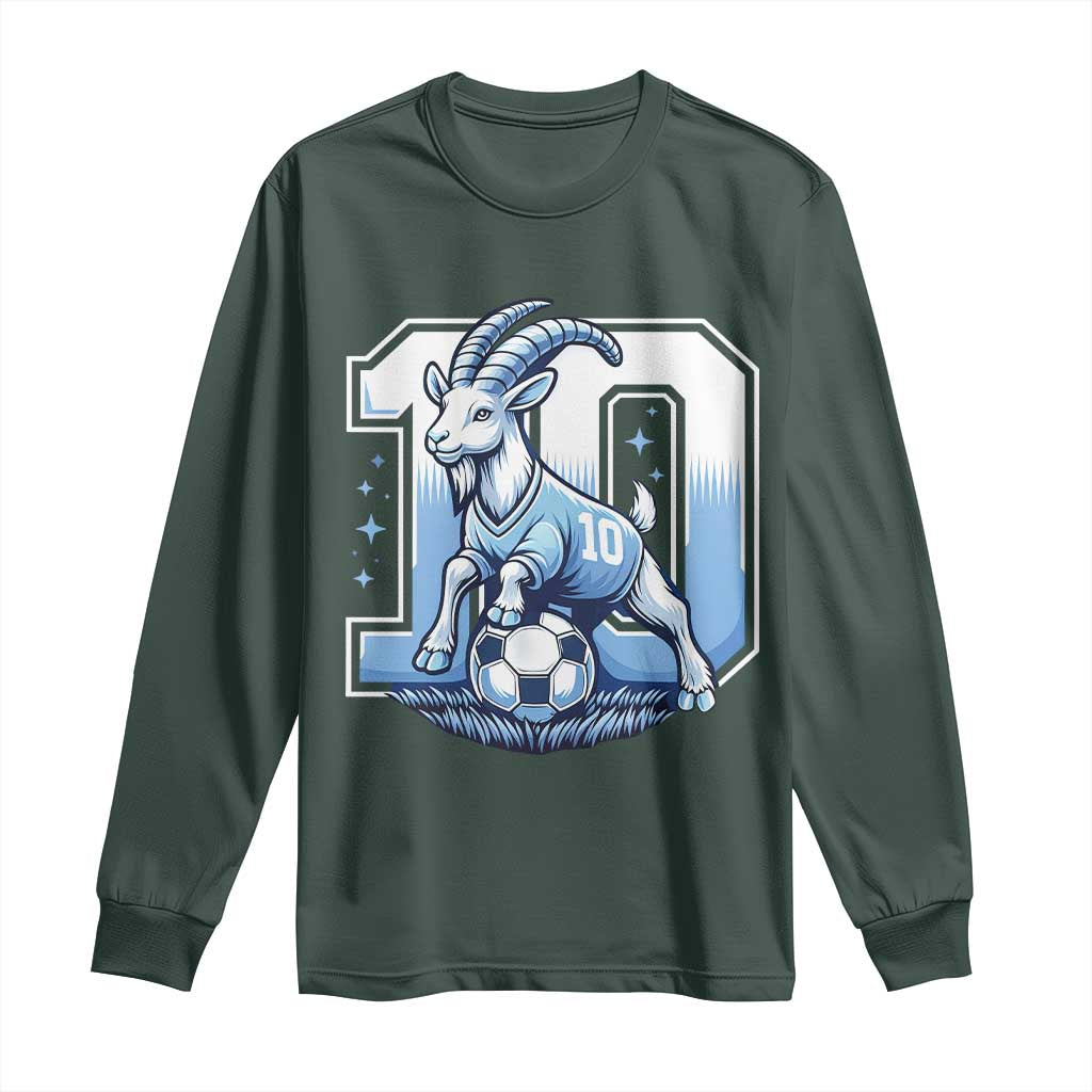 Number Ten The Goat Of Football Fans Long Sleeve Shirt Soccer Lover Gift TS12 Dark Forest Green Print Your Wear